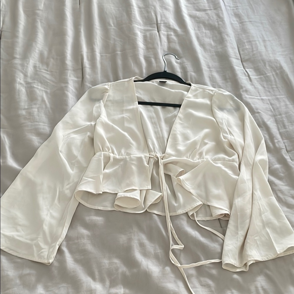 Elegant Cream Wrap Top